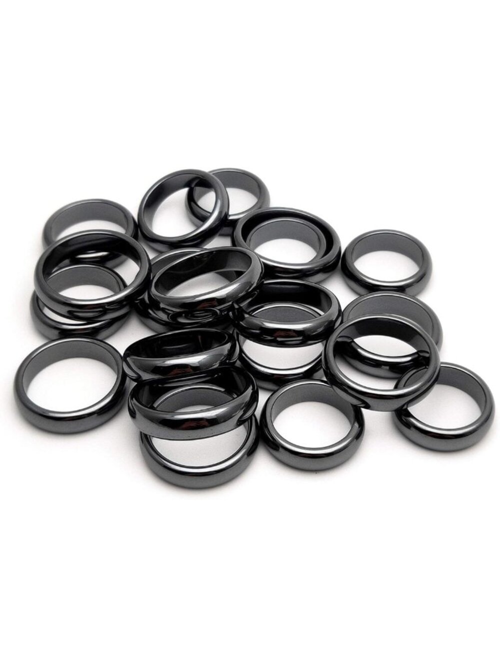 Hematite Stone Ring Set - Unisex, Mixed Sizes for Chakra Healing & Daily Wear